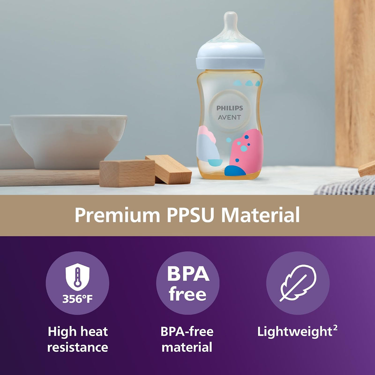 Philips Avent SCY943/02 - Biberón natural con pezón de respuesta natural, 9 onzas, 2 unidades