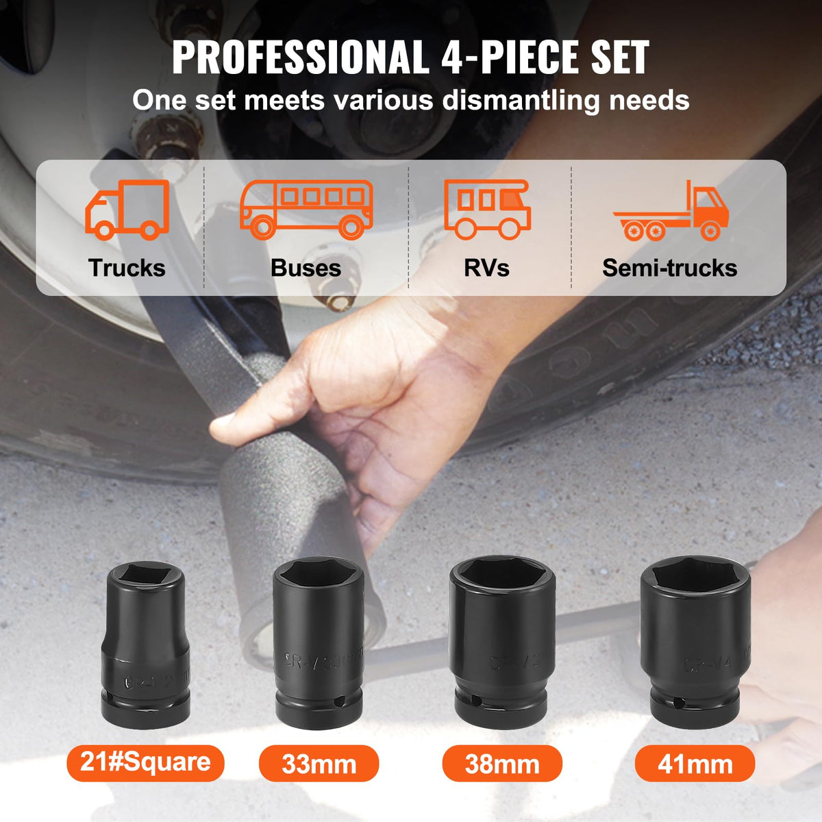 VEVOR Llave Multiplicadora de Par 25,4 mm Relación 1:58 Multiplicador de Fuerza con 4 Vasos Caja Multiplicadora de Par de Acero de Aleación para Quitar Tuercas de Rueda Automóvil Taller Garaje