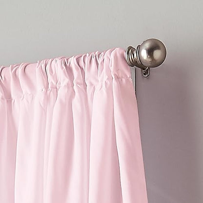 Panel de Cortina con Volantes y Bolsillo para Barra, 84 Pulgadas, Rosa, 1 Panel