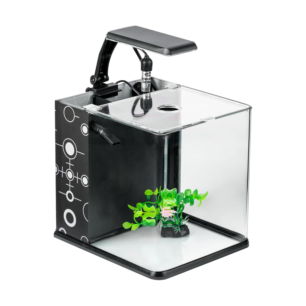Lomas Acuario Nano Cubo 9 L con Filtro Incorporado, Lámpara LED Bajo Consumo y , Ideal para Peces Tropicales, Betas y Plantas Acuáticas, Medidas 20.5 x 23.5 x 22.5 cm