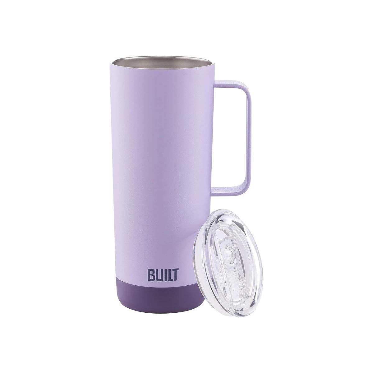 BUILT - Taza cascada de 20 onzas con asa, tapa deslizante, acero inoxidable, vaso caliente o frío, lavanda salvaje