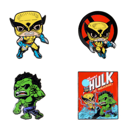 Loungefly Marvel - Wolverine 50th Anniversay Comic 4 Pack Enamel Pin Set - X-Men - Pins de Esmalte - Broche Coleccionable - para Mochilas Y Bolsos - Idea de Regalo - Mercancia Oficial