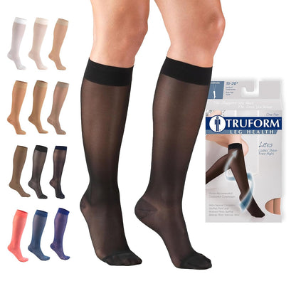 Truform Medias de Compresión 15-20 mmHg, Largo Hasta la Rodilla - 3XG - Black