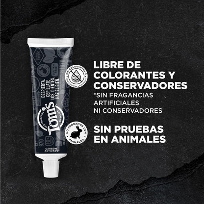 Tom´s Of Maine Pasta Dental con Flúor Blanqueadora Carbón Activado 4 pack | Dientes Blancos sin Dañar el Esmalte y con Ingredientes Naturales