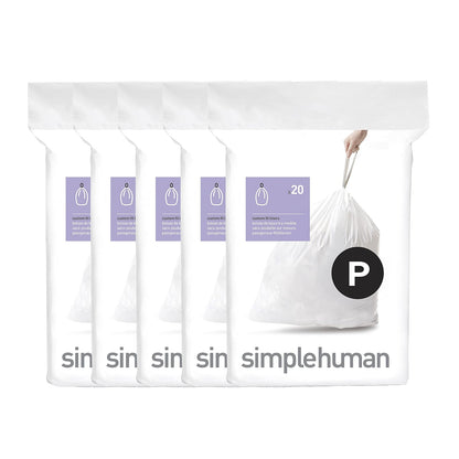 simplehuman Bolsas de Basura a la Medida Paquete de 60 - 100 Unidades - Código P