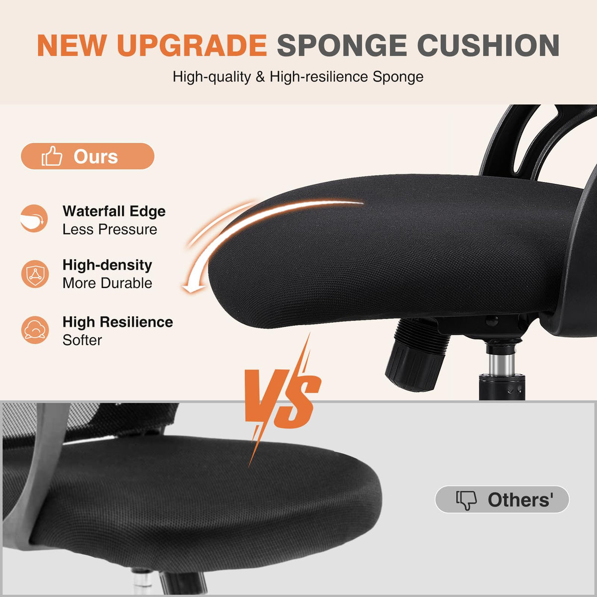 Sweetcrispy - Silla ejecutiva de Oficina en casa, Malla de Respaldo Alto con reposacabezas Ajustable, reposabrazos abatible, cómodo Soporte Lumbar, Brazos cómodos para recámara, Estudio, Estudiante