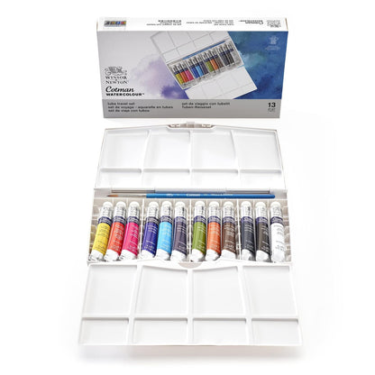 Winsor & Newton Cotman Water Coulours™ Caja de bolsillo esbozo, pinturas de lujo, juego de 16, media pastillas, Painting PLUS Set de tubo, Variados, 8 mL, 1