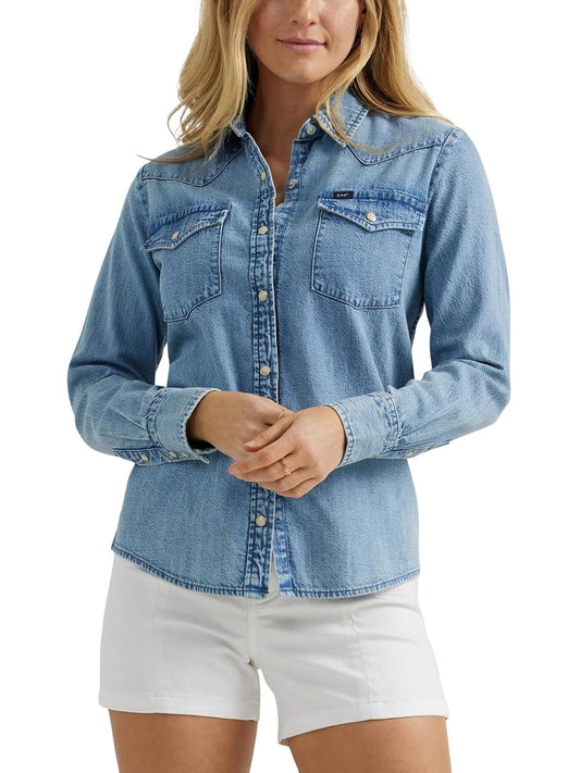 Lee Camisa Legendary Slim Fit Western de Algodón para Mujer