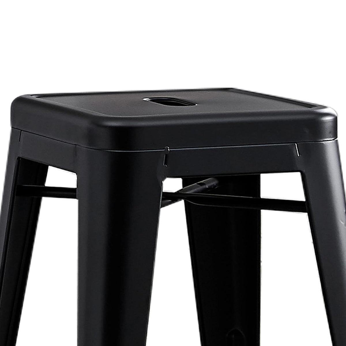 AC Pacific Modern Backless Light Weight Industrial Metal Barstool 4 Leg Design, 24" Seat Bar Stools (Set of 2), Matte Black Finish