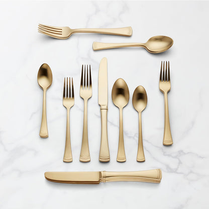 Lenox Cubiertos Portola Gold 20 Piezas para 4 Comensales, Acero Inoxidable 18/10, Acabado Dorado Satinado