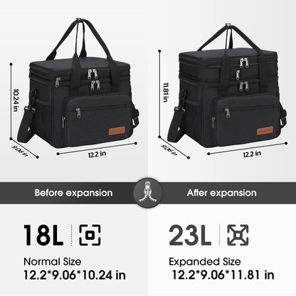 Maelstrom Lonchera Térmica 23L, Bolsa Hielera Ampliable Doble Compartimento | Retención frío 16h, Ligera, Estructura vertical, Bolsillo pañuelos. Ideal Hombre Mujer, Oficina, Supermercado, Desplazamiento