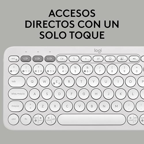 Logitech Pebble Keys 2 K380s, Teclado Bluetooth multidispositivo, accesos directos, estilizado y Portable, Easy-Switch, Windows, macOS, iPadOS, Android, ChromeOS - Blanco