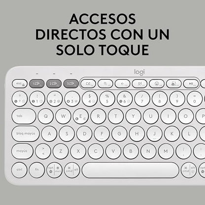 Logitech Pebble Keys 2 K380s, Teclado Bluetooth multidispositivo, accesos directos, estilizado y Portable, Easy-Switch, Windows, macOS, iPadOS, Android, ChromeOS - Blanco