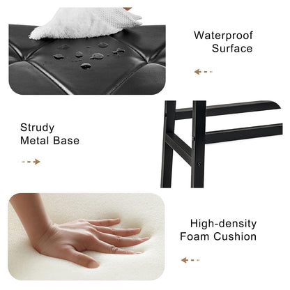VECELO - Taburetes de 25 Pulgadas de Altura para la Isla de Cocina, Asientos tapizados de Poliuretano de 3.3 Pulgadas de Grosor, sillas de Bar sin Respaldo con Base de Metal, Color Negro