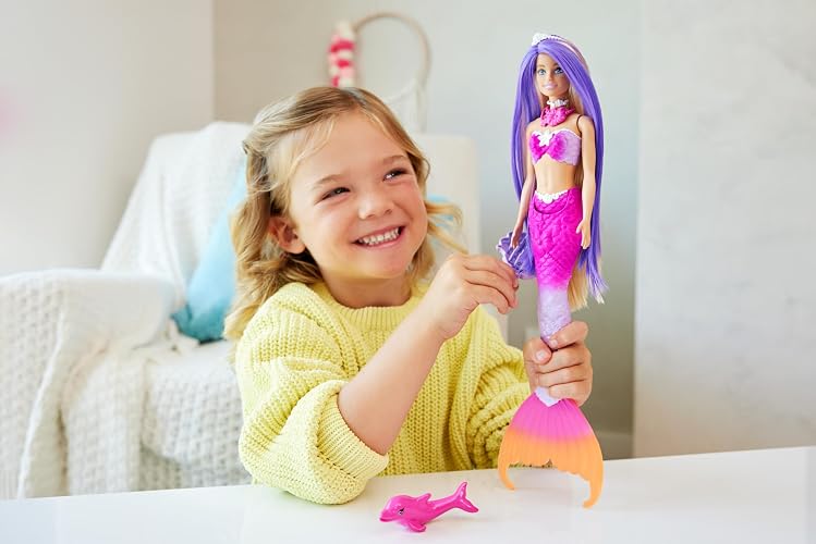 Barbie Fantasía Muñeca Sirenas Colores Mágicos Cabello Rosa para niñas de 3 años en adelante