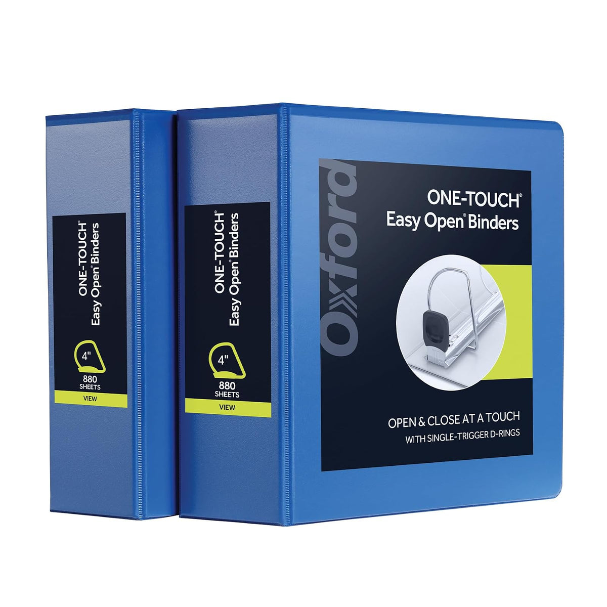 Oxford - Carpeta de 3 anillos, carpetas duraderas para la escuela y la oficina, 4 pulgadas, anillos en D de fácil apertura ONE-Touch, cubiertas de carpeta, 4 bolsillos interiores, sin PVC, capacidad