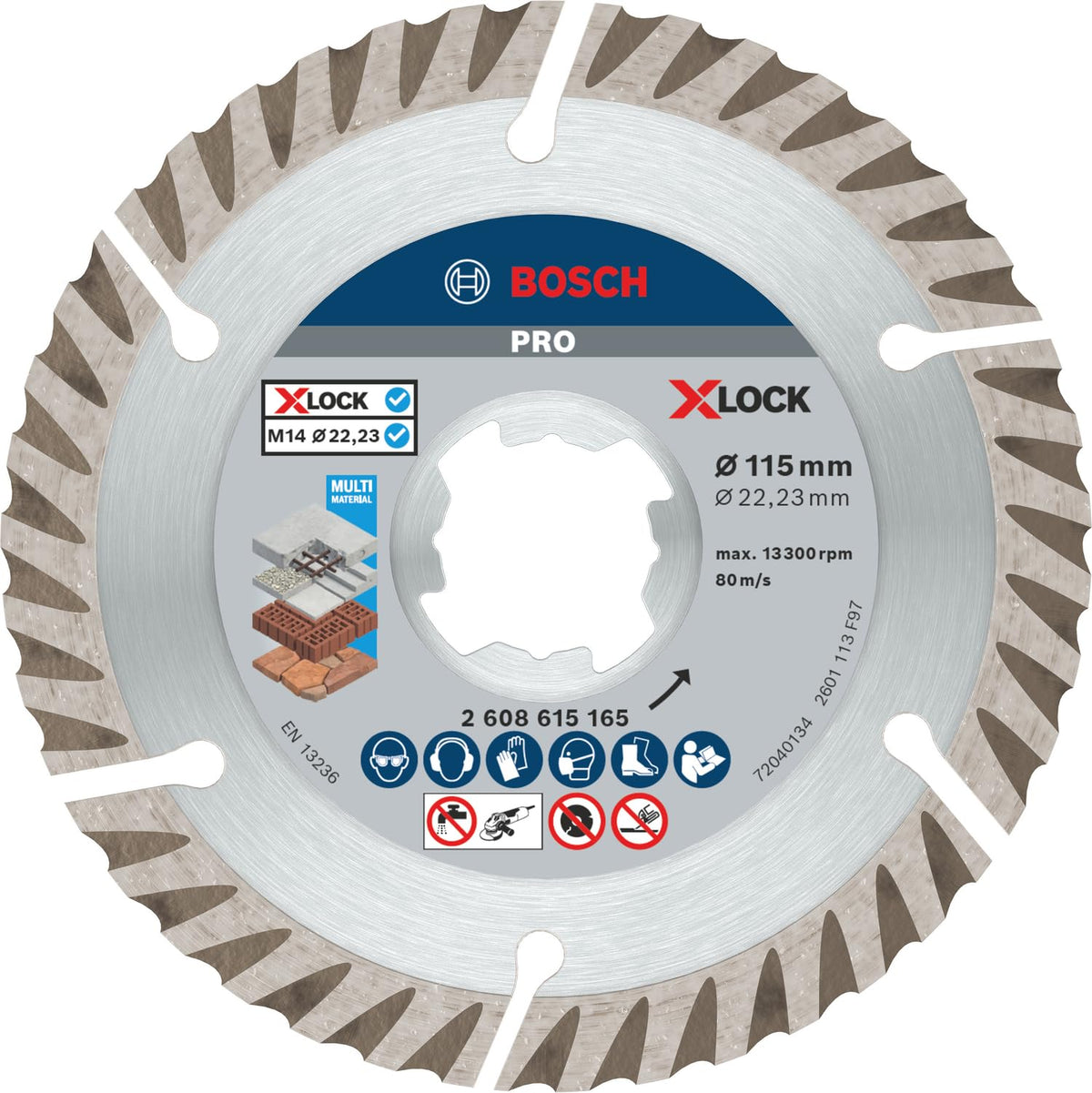 Bosch Professional - Disco de corte de diamante estándar (universal, X-LOCK, diámetro 115 mm, diámetro de orificio: 22,23 mm, ancho de corte 2 mm)