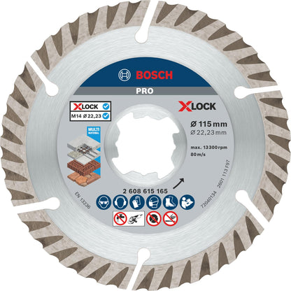Bosch Professional - Disco de corte de diamante estándar (universal, X-LOCK, diámetro 115 mm, diámetro de orificio: 22,23 mm, ancho de corte 2 mm)