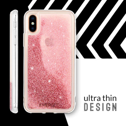 Emerge - Carcasa para iPhone con Purpurina, diseño de Globo de Nieve, Color Rosa, iPhone XS/X, Rosado