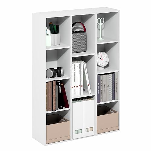 Furinno Estante Abierto Reversible de 11 Cubos, Librero Organizador, Color Blanco