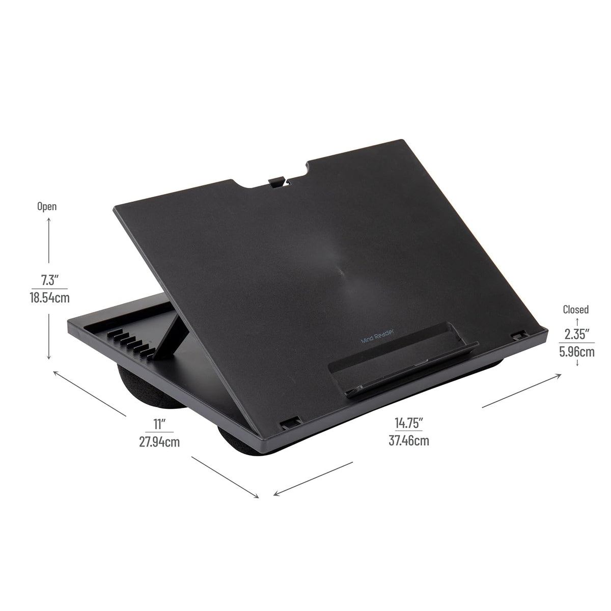Mind Reader LTADJUST-BLK - Escritorio Portable Ajustable para Laptops con 8 posiciones, acolchonado, negro
