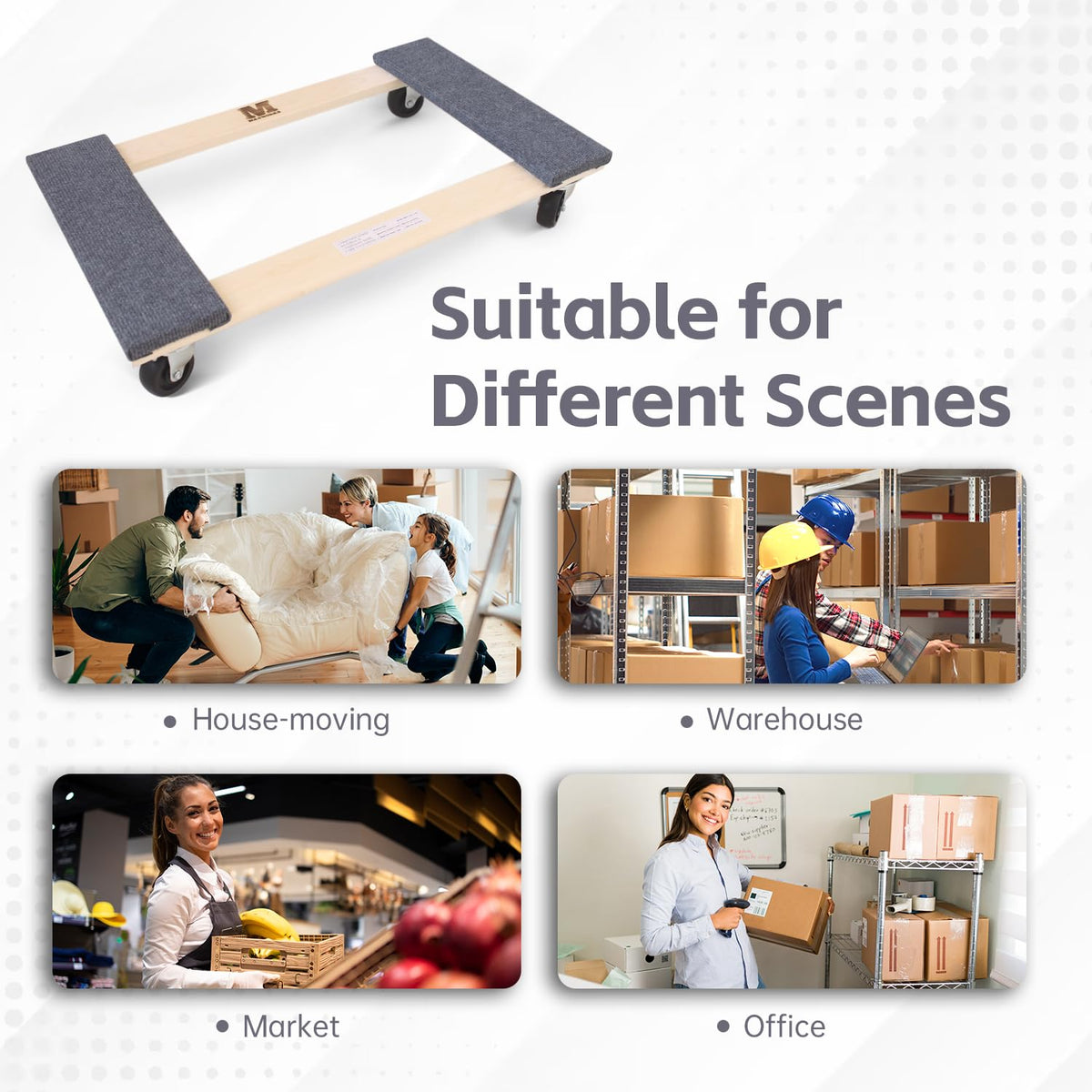 MaxWorks 1220 Libras. Capacidad: 45,7 cm. x 30 Pulgadas. Hardwood Furniture Mover Dolly KD Versión, Paquete de Dos