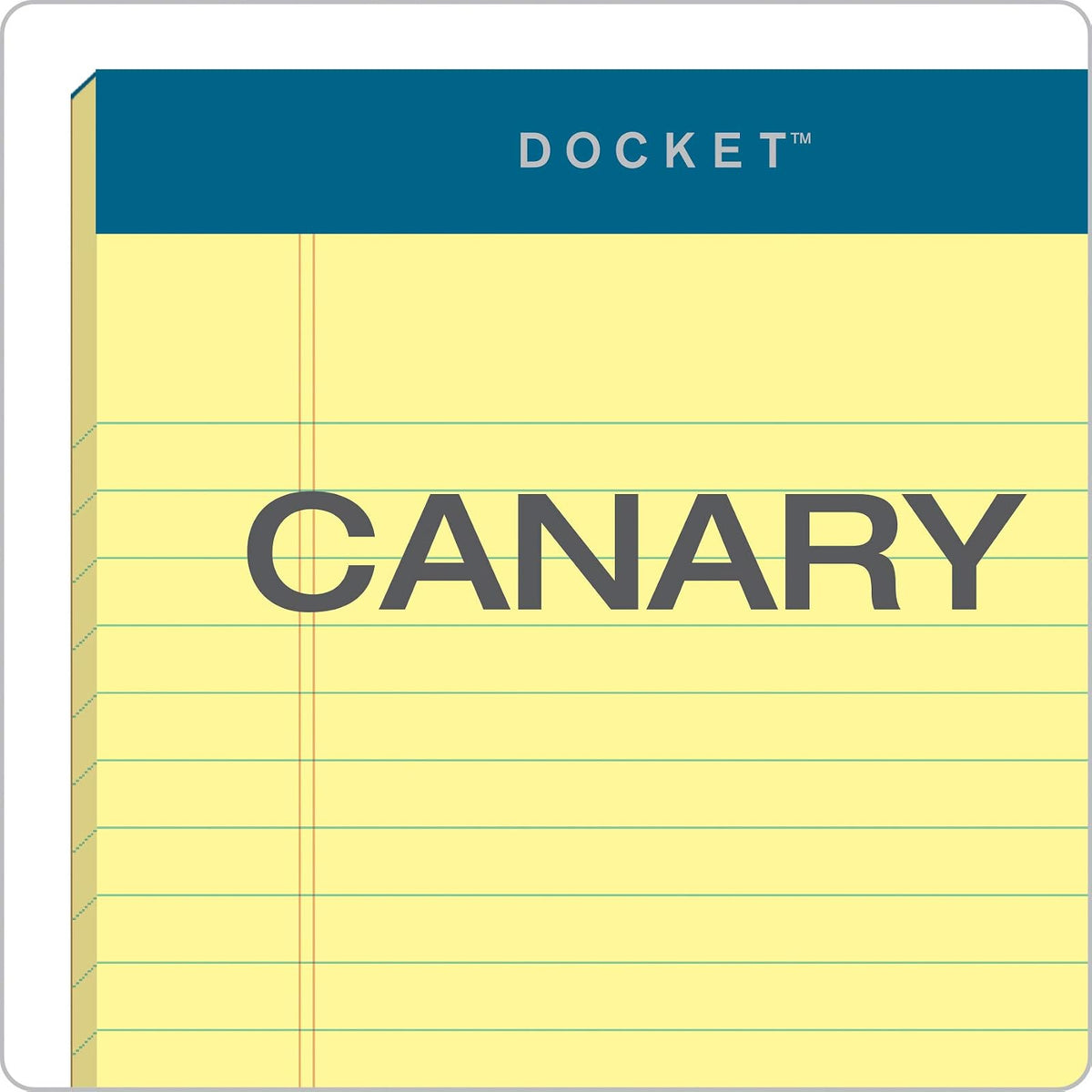 TOPS Docket Writing Pads, 5" x 8", Jr. Legal Rule, Canary Paper, 50 Sheets, 12 Pack (63350)