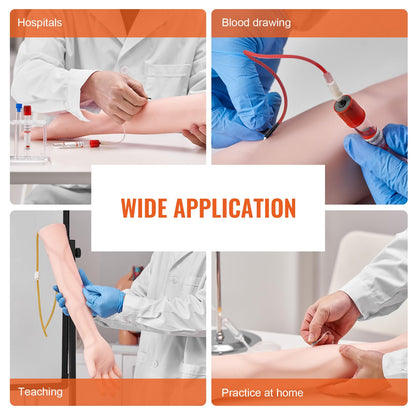 VEVOR Kit de Práctica de Flebotomía Venipuntura de Látex 12 Pcs Modelo Avanzado de Punción Venosa del Brazo 55x11x8cm Kit de Brazo de Práctica Intravenoso para Médico Aprendiz de Inyección Intravenosa