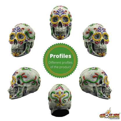 Skull Catrina Prop, Artículo Decorativo Catrin Mexicano, Adorno para Decoración de Craneo Colorido Ideal para Halloween y Día de Muertos
