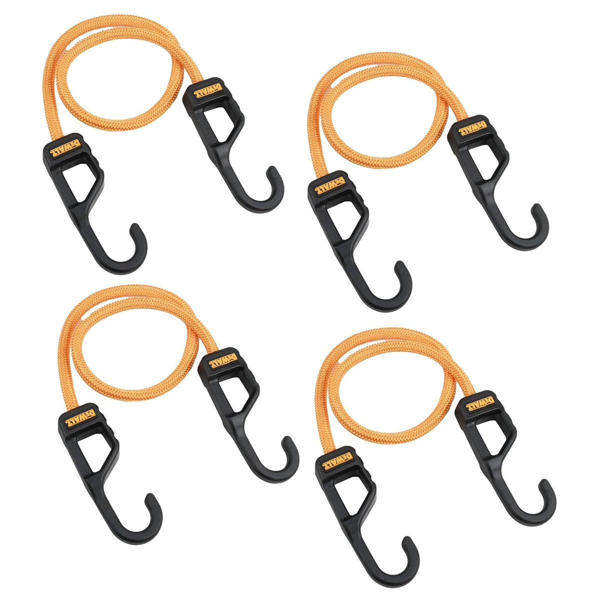 DEWALT DXBC300244 - Cordones elásticos Resistentes de Alta Calidad, Color Negro y Amarillo, Paquete de 4