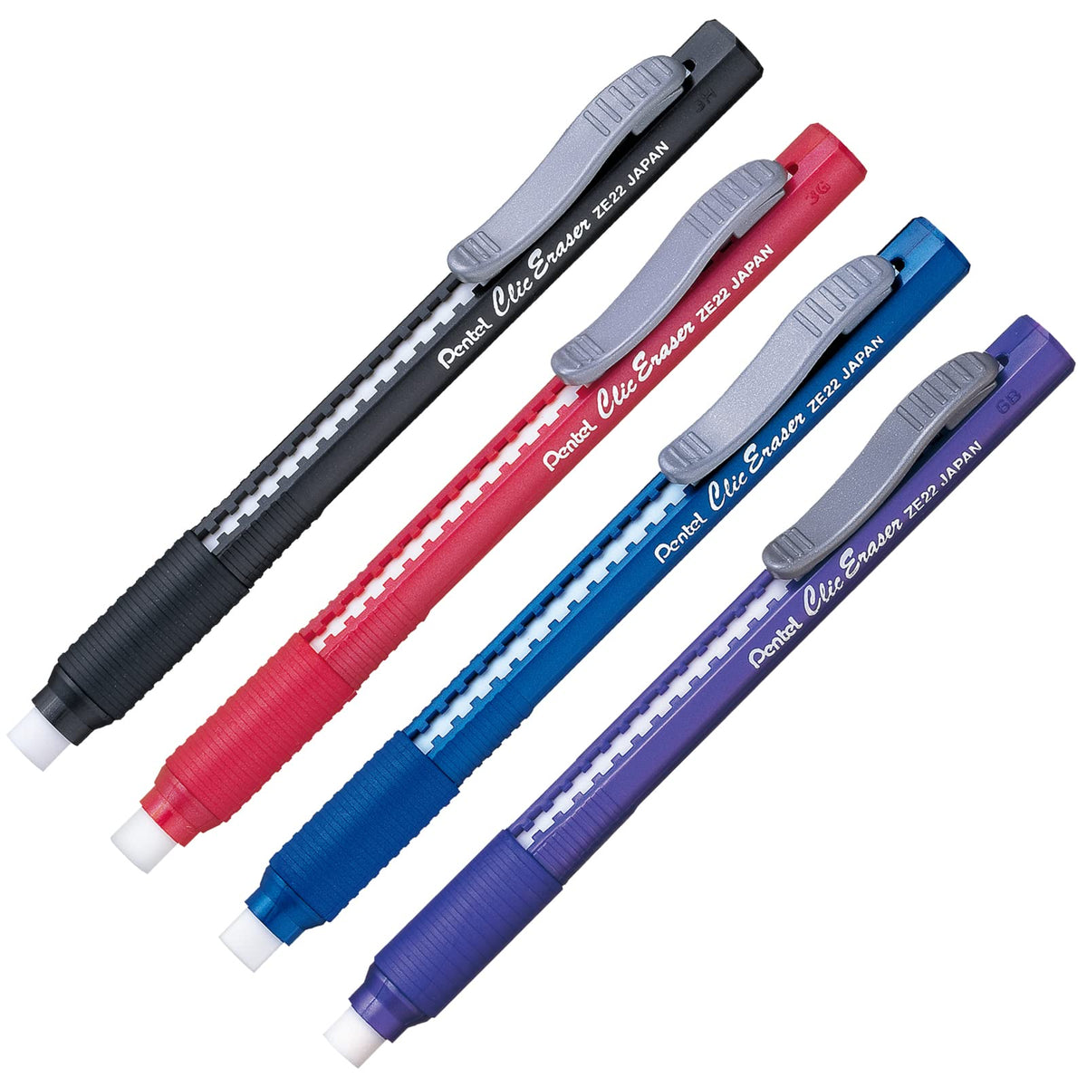 Pentel ZE21BPZ-4 Clic Erasers, Black Barrel