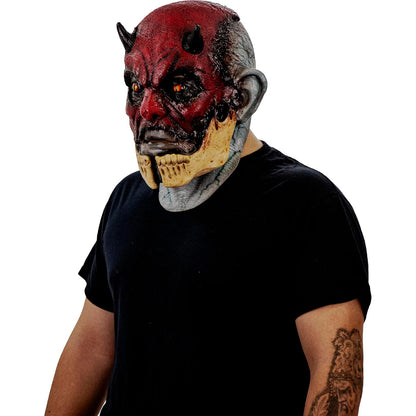 Ghoulish Productions Máscara De Látex Cracked Evil, Accesorio Látex Cosplay Demonio Rojo, Disfraz Aterrador para Halloween y Fiestas Temáticas, Cosplay Monstruo Maldito, Diseño Artesanal