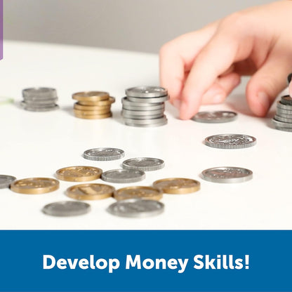 Learning Resources Pretend & Play - Play Money, Dinero para Niños, Billetes y Monedas, Desarrolla Habilidades de Matematicas Basica, 150 Piezas, Edades 3+