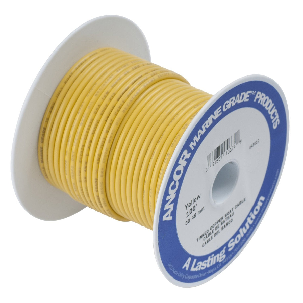 Ancor Cable de batería y Alambre de Calidad Marina 18 AWG – 4/0 AWG Todos los Colores y tamaños de Bobina, 14 AWG, Amarillo, 30.5 m - 30.5 m - 14 AWG - Amarillo