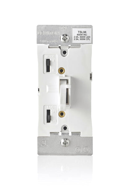 Leviton - Interruptor de atenuación deslizante para bombillas LED regulables, halógenas e incandescentes, TSL06-1LW, color blanco