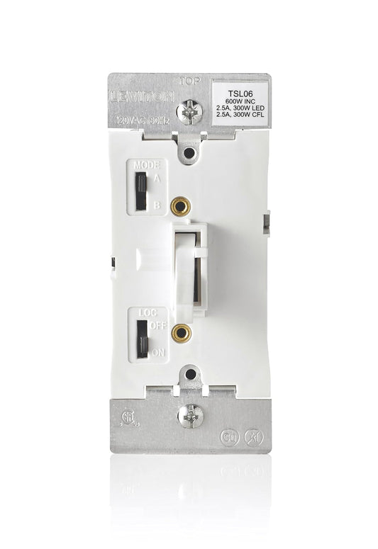 Leviton - Interruptor de atenuación deslizante para bombillas LED regulables, halógenas e incandescentes, TSL06-1LW, color blanco