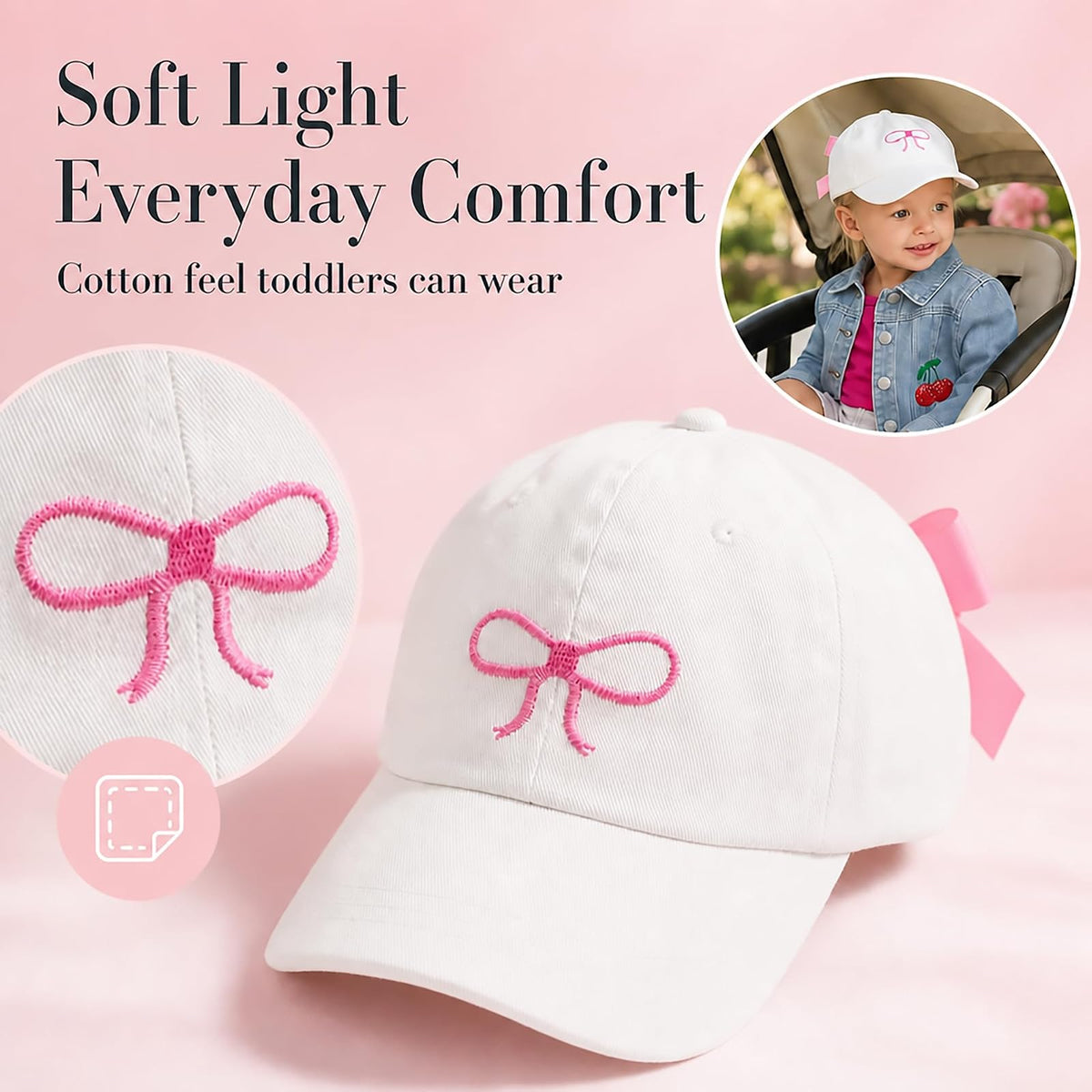 Mud Pie Children's Embroidered Hat with Bow