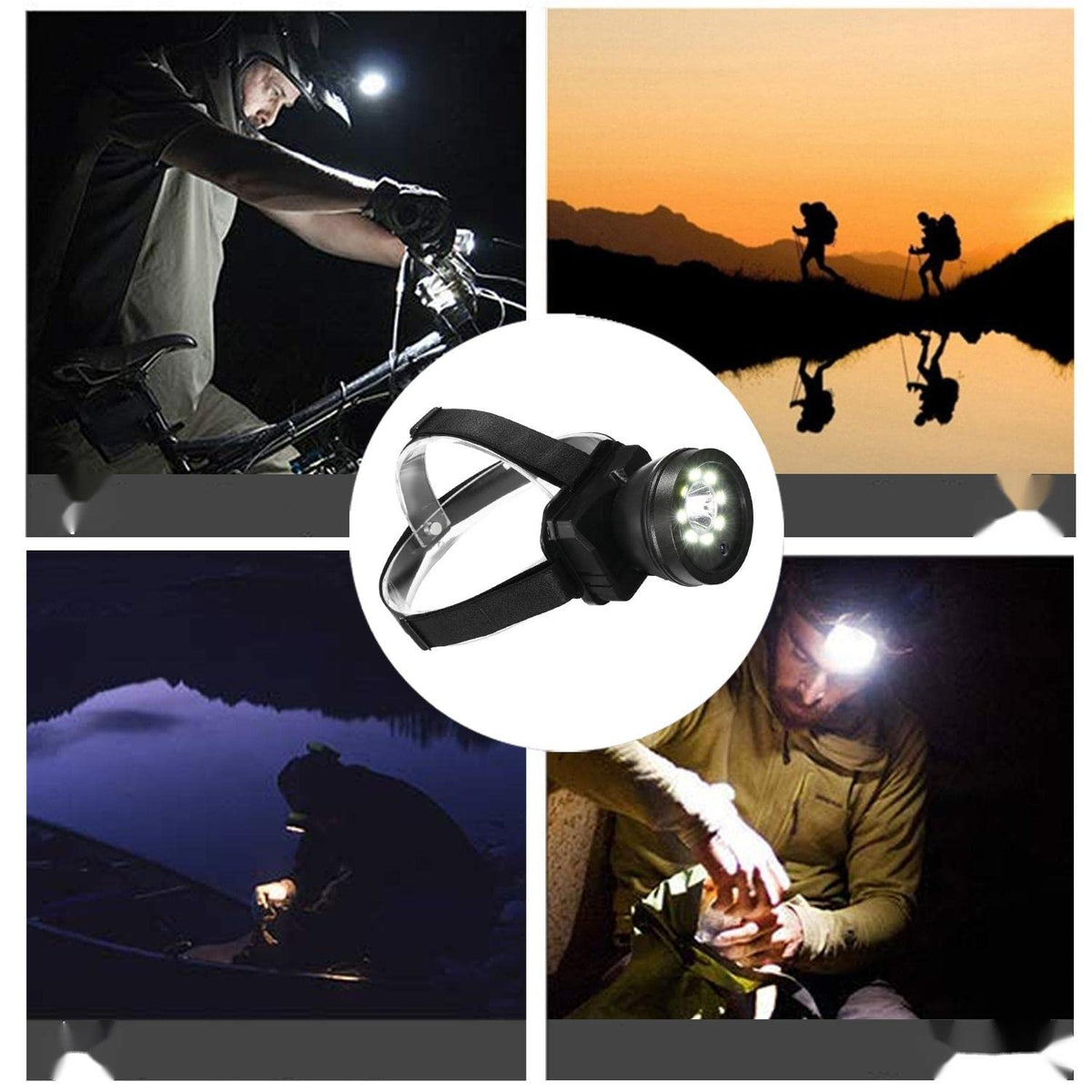Cámara de Faros, Cámara de Manos Libres 1080P HD, Cámara Ajustable Montada Recargable con Linterna para Camping, Senderismo, Pesca, Camping-Negro