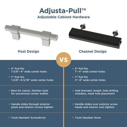 Franklin Brass Adjusta-Pull Francisco (paquete de 5) tiradores ajustables para cajón/manijas de gabinete de 1-3/8 pulgadas a 4 pulgadas, agujero central de níquel satinado mate, puerta de cocina