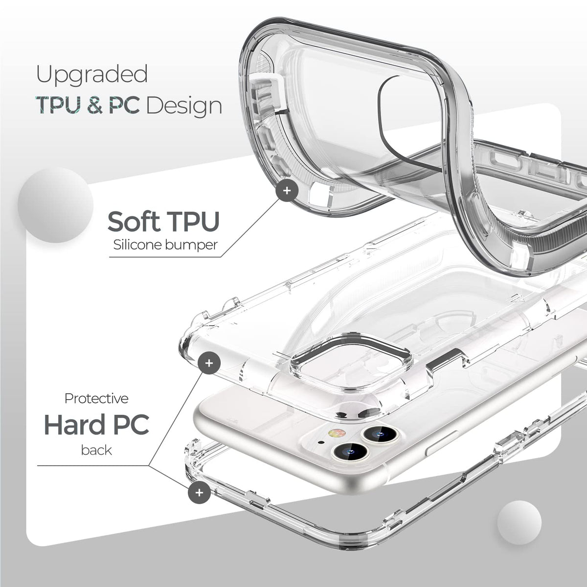 ORIbox - Funda Compatible con iPhone 11, Resistente a los Golpes, anticaídas, Transparente