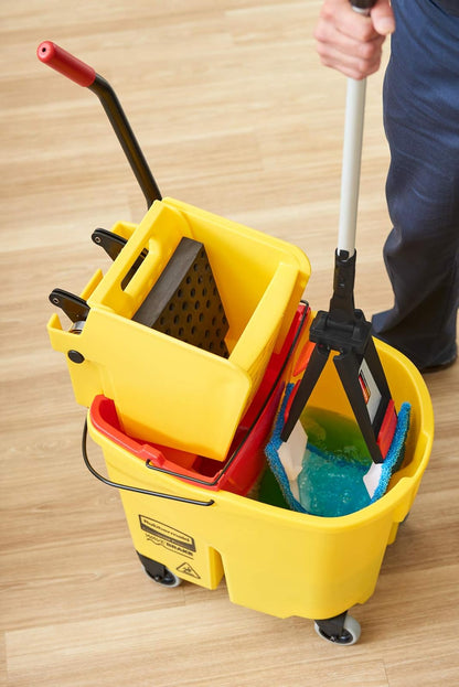 Rubbermaid Commercial Products - Inserto de mopa Plana Adaptable de Microfibra para escurridores de Prensa Lateral WaveBrake sin Montaje, para Limpieza Pesada, Madera Dura/Azulejos/Pisos laminados