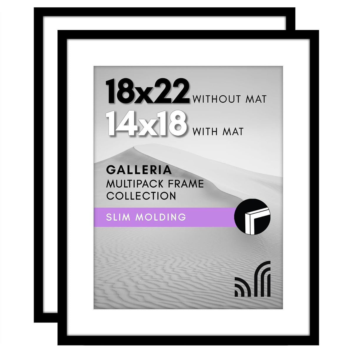 Americanflat Marco de Fotos 11x27 Pulgadas con Plexiglás, Juego de 2, Negro - Negro - 45,72 x 55,88 cm (18 X 22 pulg.)