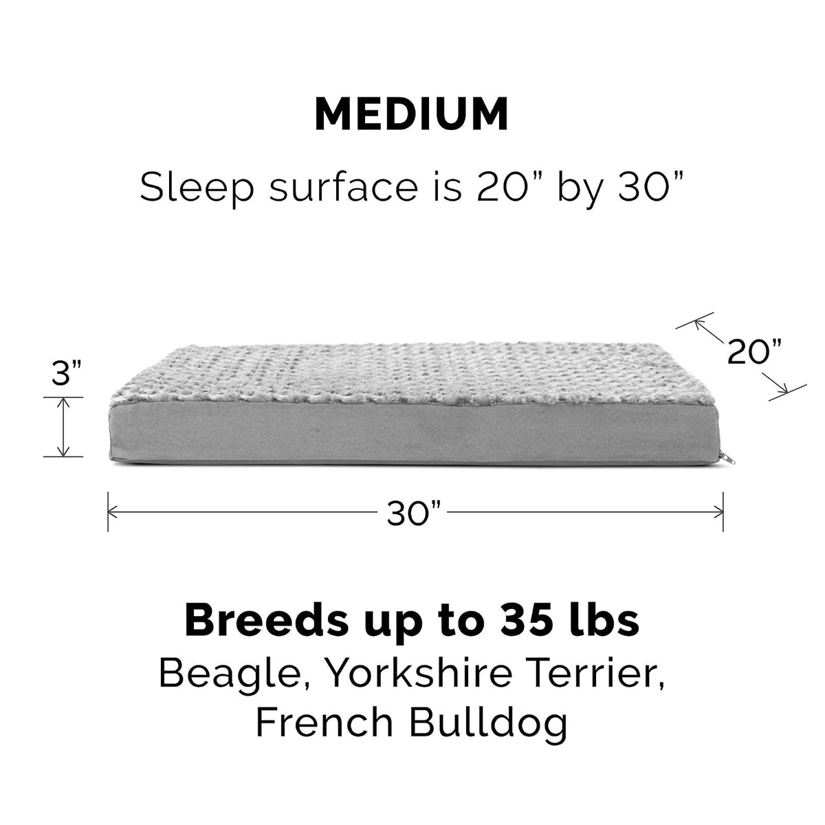 Furhaven Funda de Cama de Repuesto para Mascotas, cojín clásico Ultra Afelpado de Pelo Rizado, Lavable, Gris, Mediano