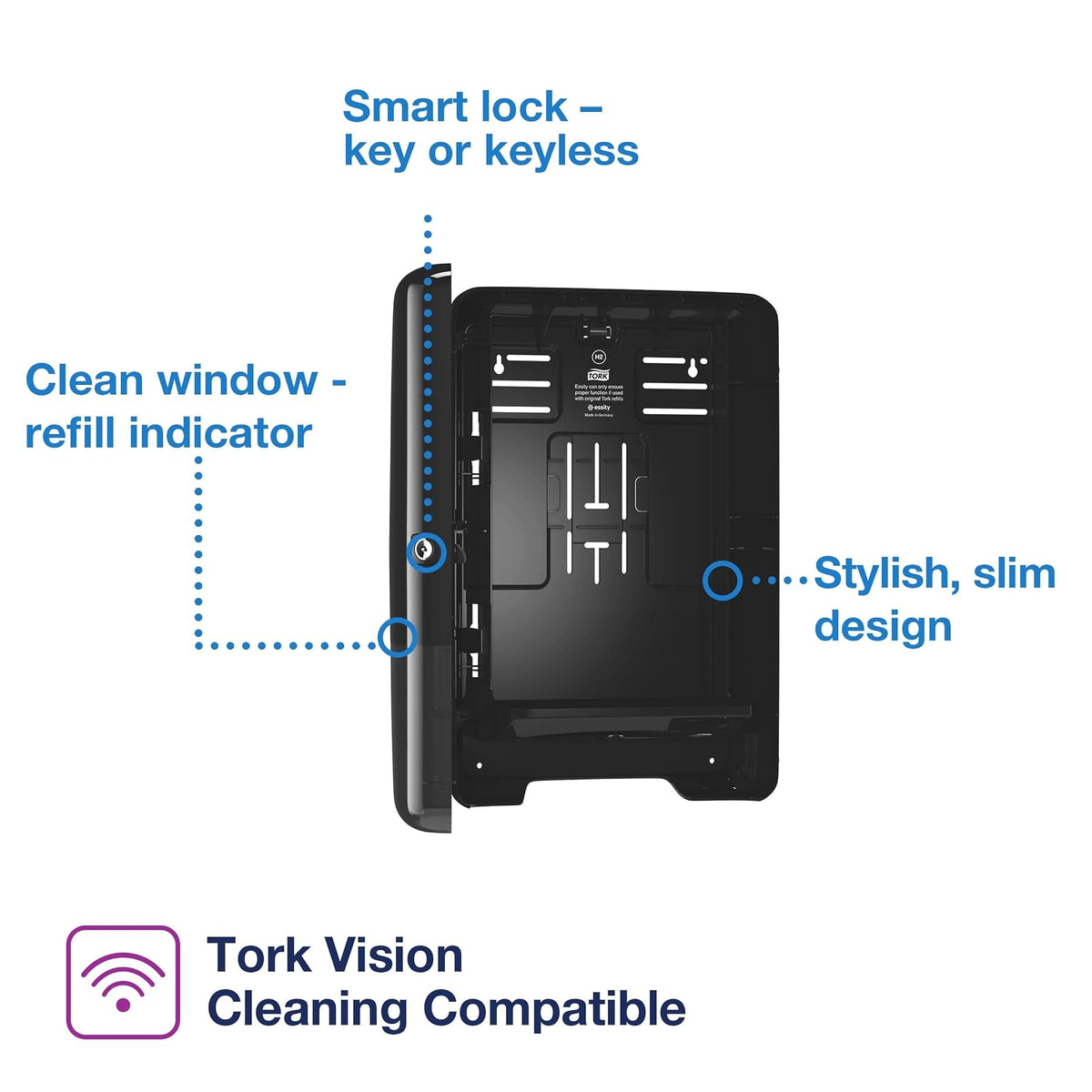 Tork Xpress 553028 - Dispensador de Toallas de Mano multiplegado, Color Negro H2, dispensación única a la Vez, Rango de elevación