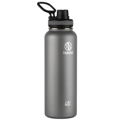 Takeya Originals Botella de Agua Aislada de Acero Inoxidable, Varios Tamaños y Colores - 1.2 Litros - Grafito