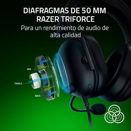 Razer V2 X Auriculares para Xbox: Diafragmas de 50mm - Micrófono Cardioide - Ligero - Almohadillas Aislantes de Ruido - para Xbox Series X, Series S, PS5, PC, 3.5mm - Negro