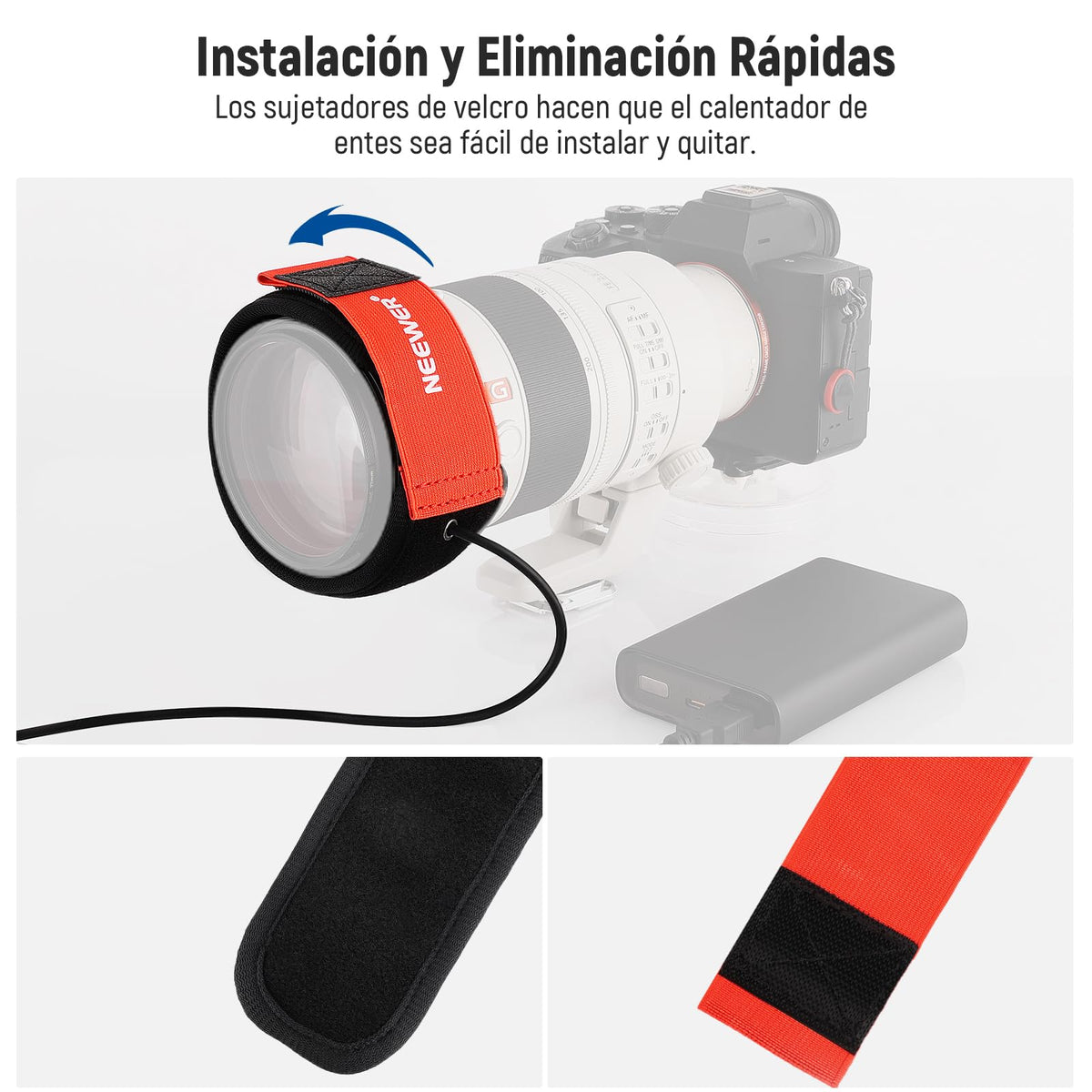 NEEWER - Calentador de Lente USB, 300 mm para cámara DSLR y telescopio, 3 ajustes de regulador de Temperatura, Tira de Calentador de rocío Evita rocío, Niebla y condensación para cámara de telescopio