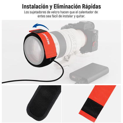 NEEWER - Calentador de Lente USB, 300 mm para cámara DSLR y telescopio, 3 ajustes de regulador de Temperatura, Tira de Calentador de rocío Evita rocío, Niebla y condensación para cámara de telescopio