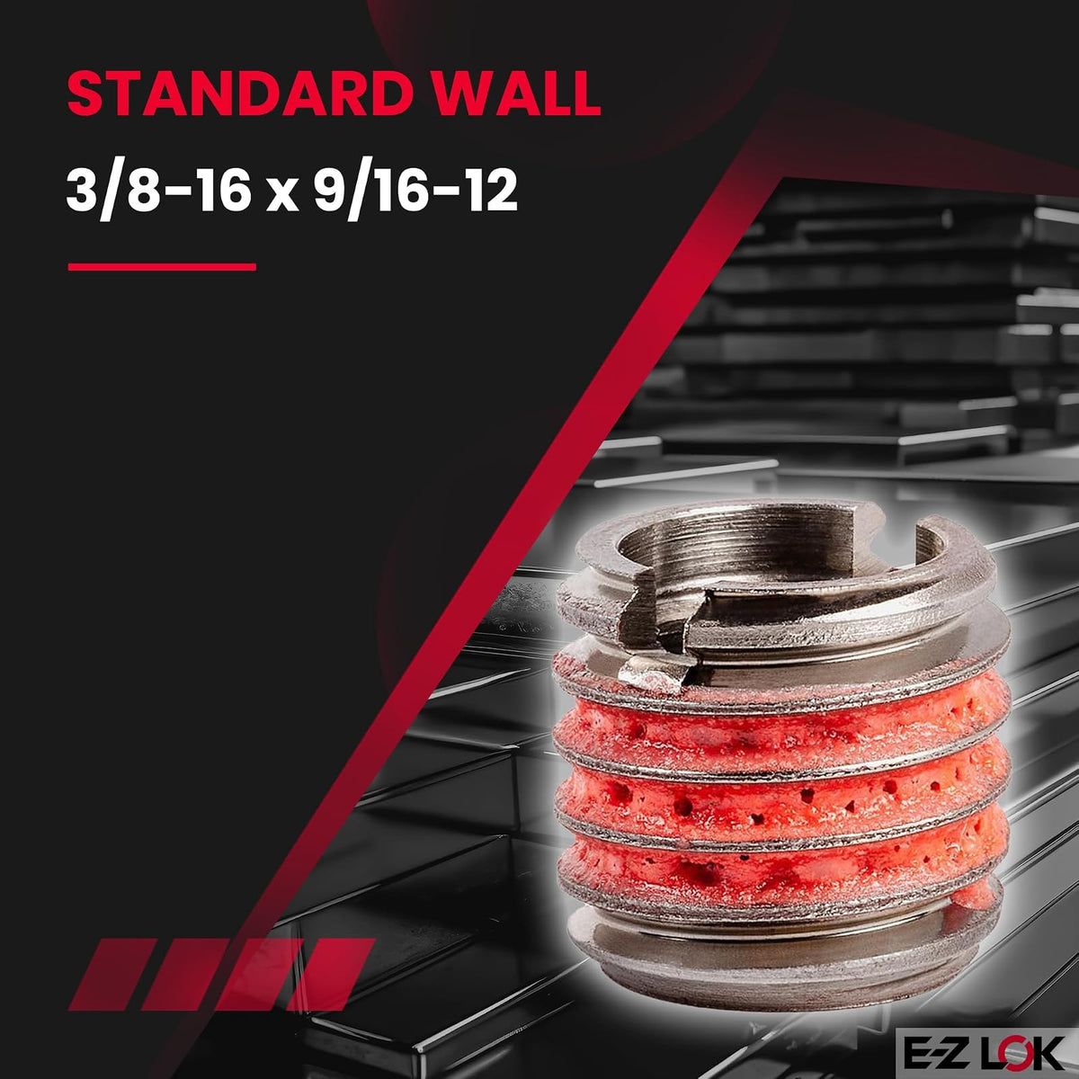 E-Z Lok Inserto roscado externamente, acero inoxidable 303, roscas internas de 3/8"-16, roscas externas de 9/16"-12, 0.5" de longitud, fabricado en Estados Unidos (paquete de 5) | Construcción de acero inoxidable, diseñado para aplicaciones de reparación 