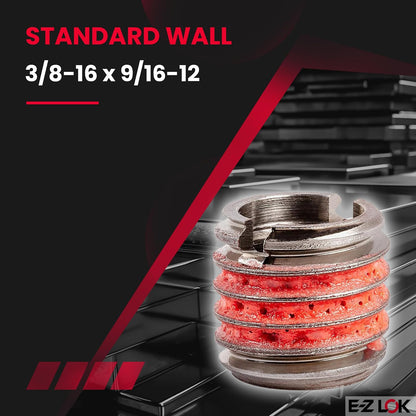 E-Z Lok Inserto roscado externamente, acero inoxidable 303, roscas internas de 3/8"-16, roscas externas de 9/16"-12, 0.5" de longitud, fabricado en Estados Unidos (paquete de 5) | Construcción de acero inoxidable, diseñado para aplicaciones de reparación 